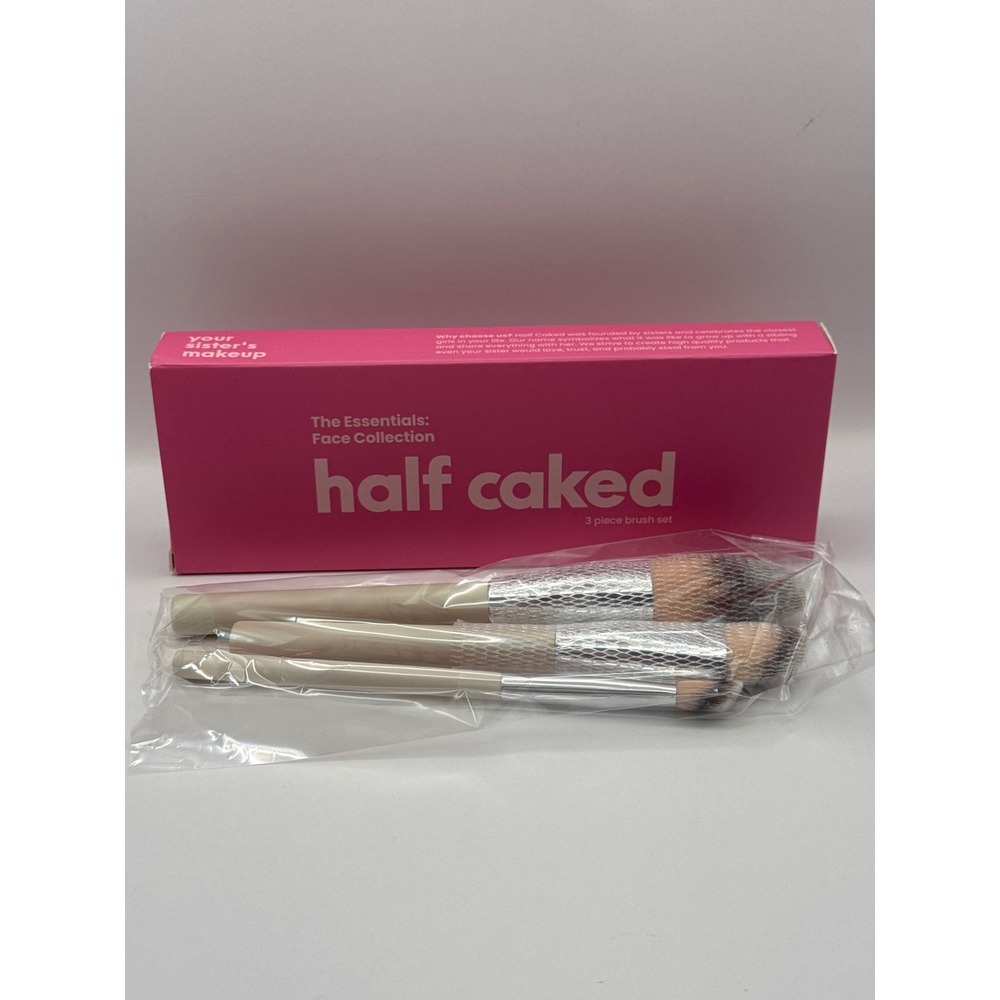 Half‎ Caked The Essentials Face Collection 3 Piece Makeup Brush Set Vegan New